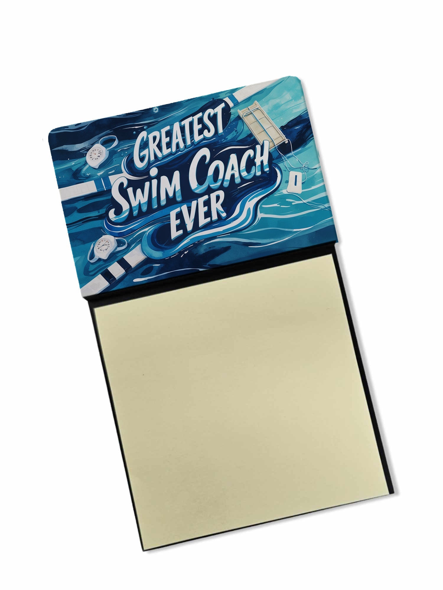 Greatest Swim Coach Ever Funny Sticky Note Holder for Teacher's Gift Refillable with 3x3 Notes
