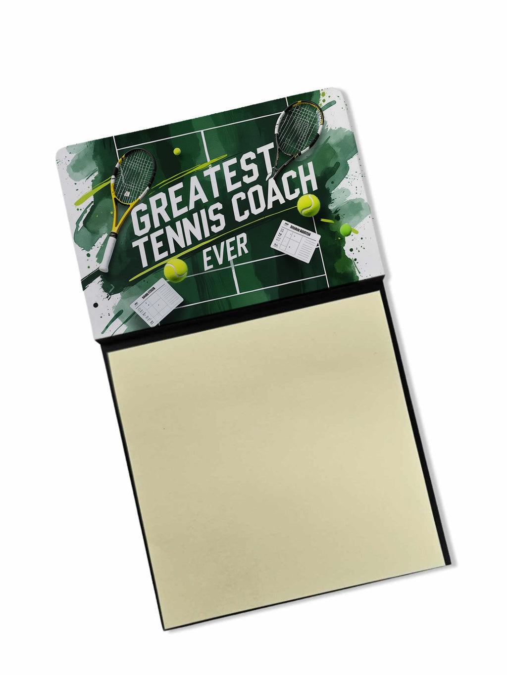 Greatest Tennis Coach Ever Funny Sticky Note Holder for Teacher's Gift Refillable with 3x3 Notes