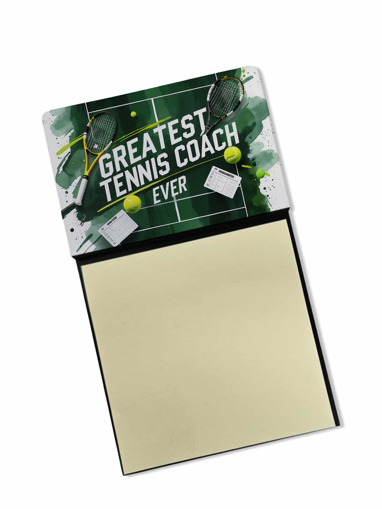 Greatest Tennis Coach Ever Funny Sticky Note Holder for Teacher's Gift Refillable with 3x3 Notes