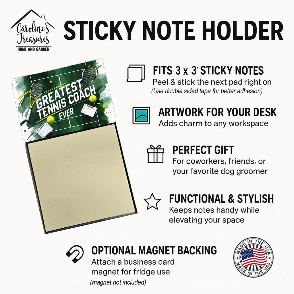 Greatest Tennis Coach Ever Funny Sticky Note Holder for Teacher's Gift Refillable with 3x3 Notes