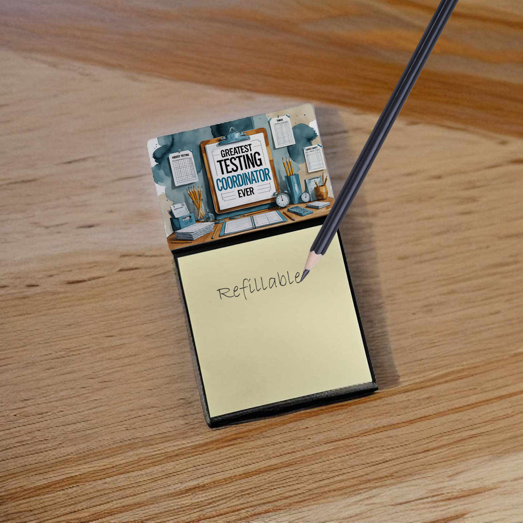 Greatest Testing Coordinator Ever Funny Sticky Note Holder for Teacher's Gift Refillable with 3x3 Notes