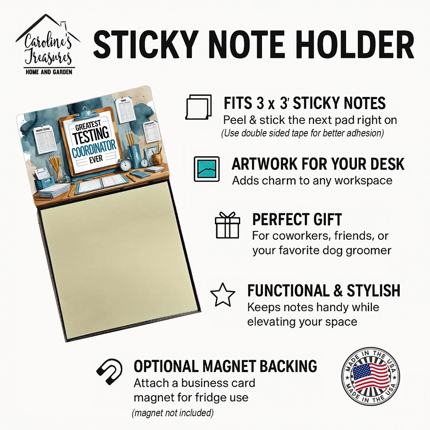 Greatest Testing Coordinator Ever Funny Sticky Note Holder for Teacher's Gift Refillable with 3x3 Notes