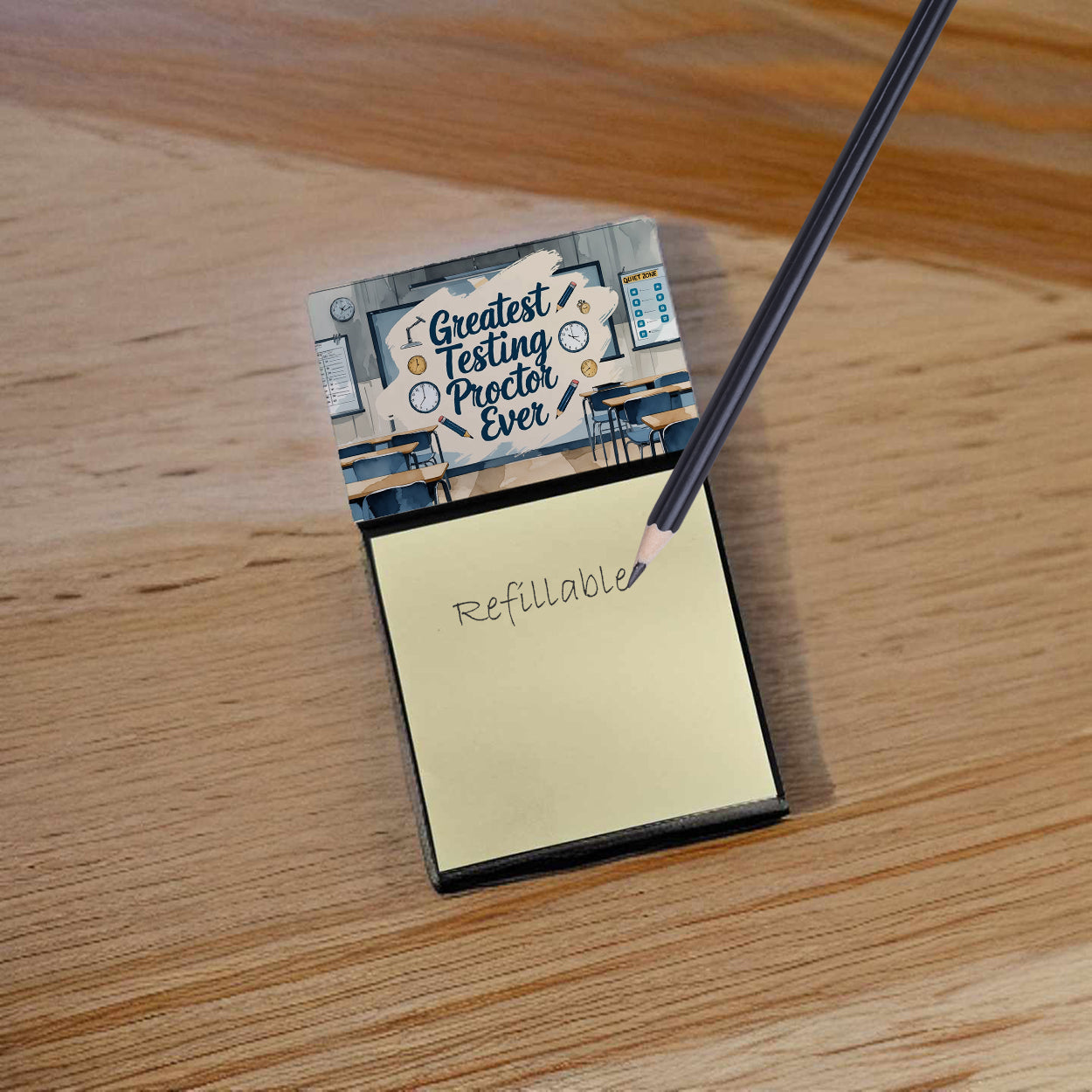 Greatest Testing Proctor Ever Funny Sticky Note Holder for Teacher's Gift Refillable with 3x3 Notes