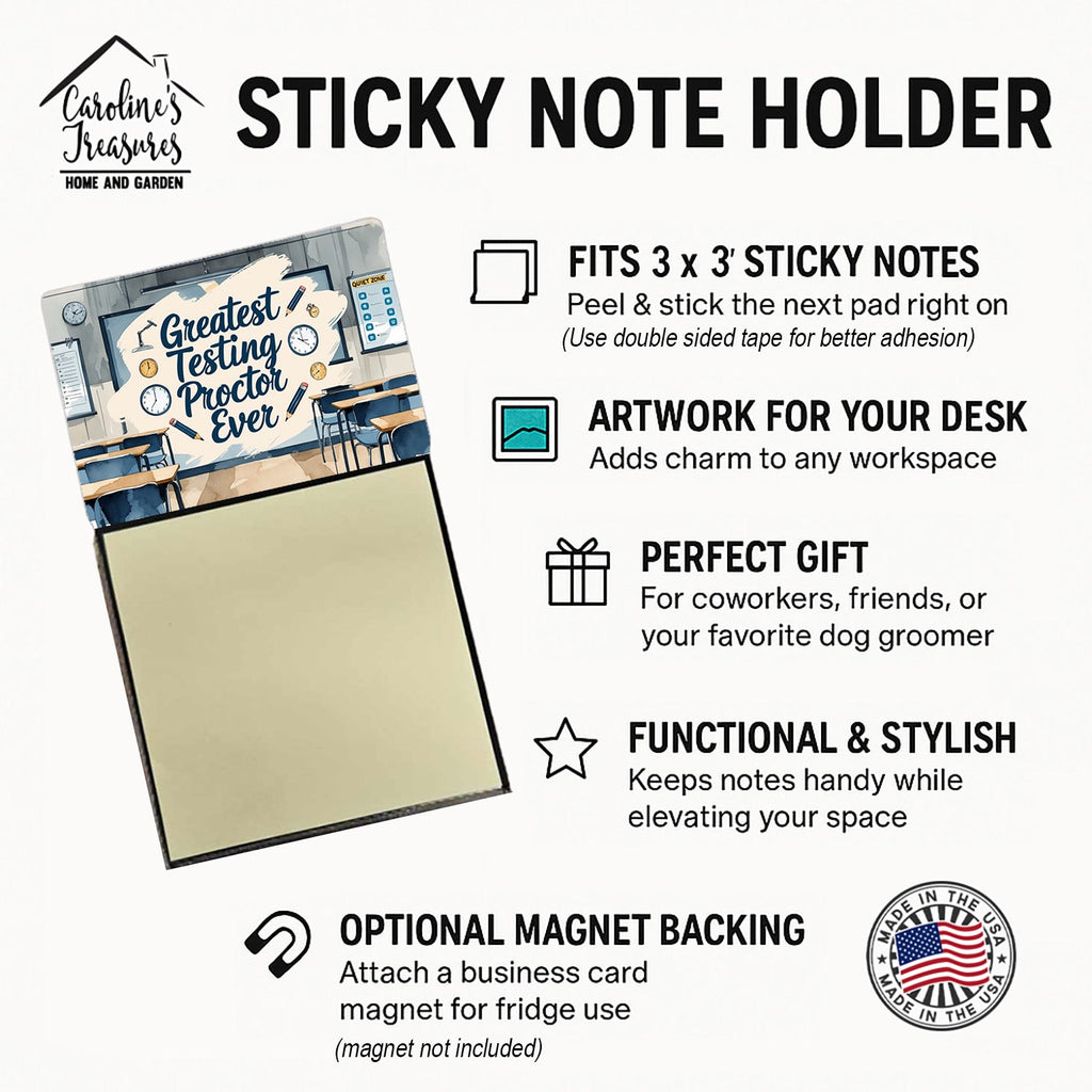 Greatest Testing Proctor Ever Funny Sticky Note Holder for Teacher's Gift Refillable with 3x3 Notes