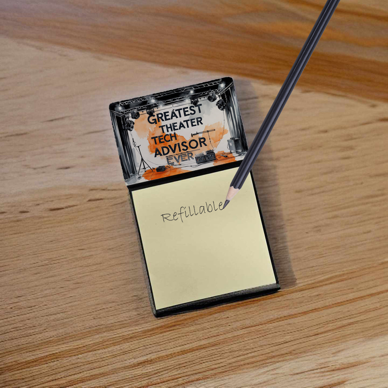 Greatest Theater Tech Advisor Ever Funny Sticky Note Holder for Teacher's Gift Refillable with 3x3 Notes