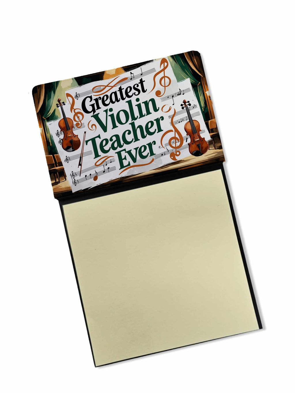 Greatest Violin Teacher Ever Funny Sticky Note Holder for Teacher's Gift Refillable with 3x3 Notes