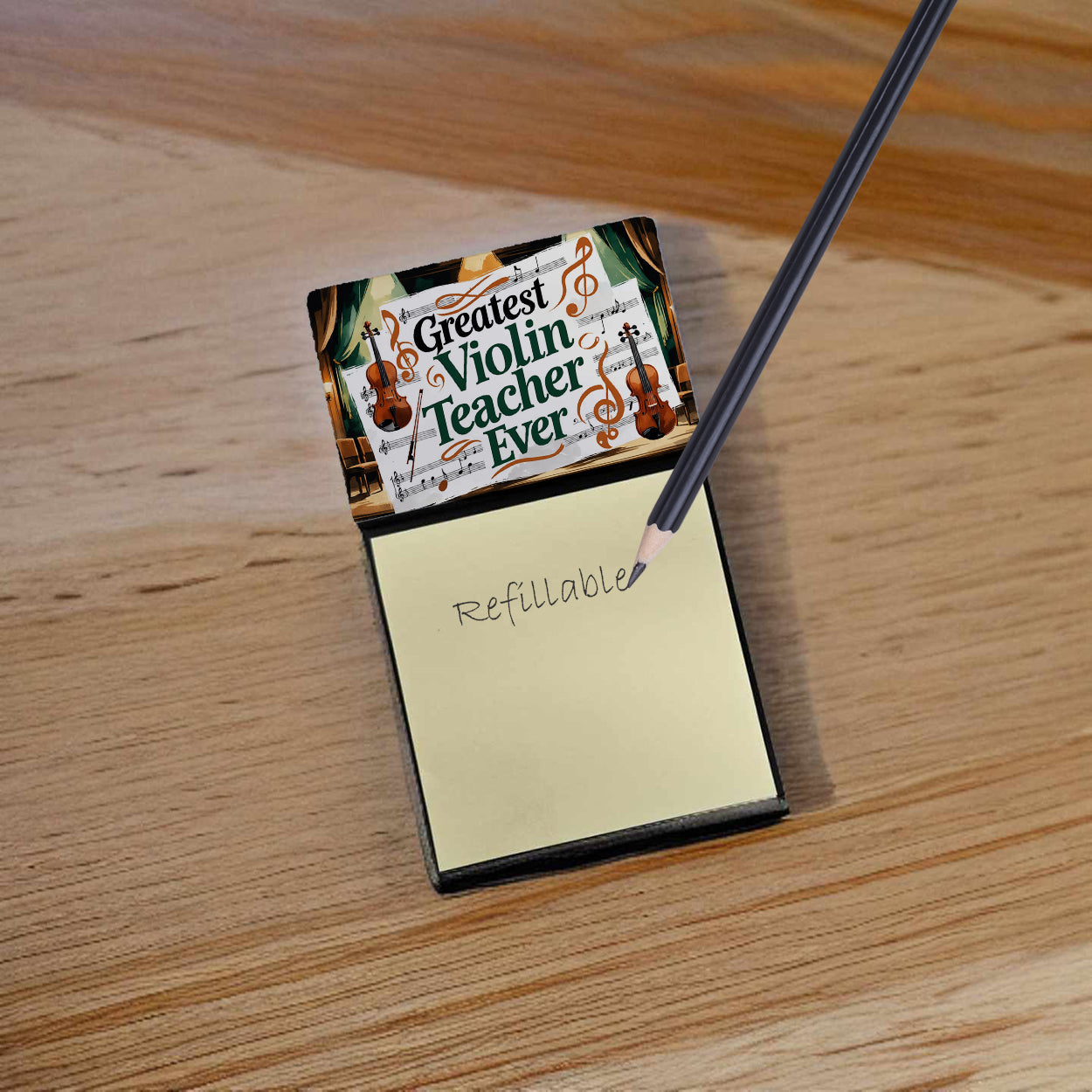 Greatest Violin Teacher Ever Funny Sticky Note Holder for Teacher's Gift Refillable with 3x3 Notes