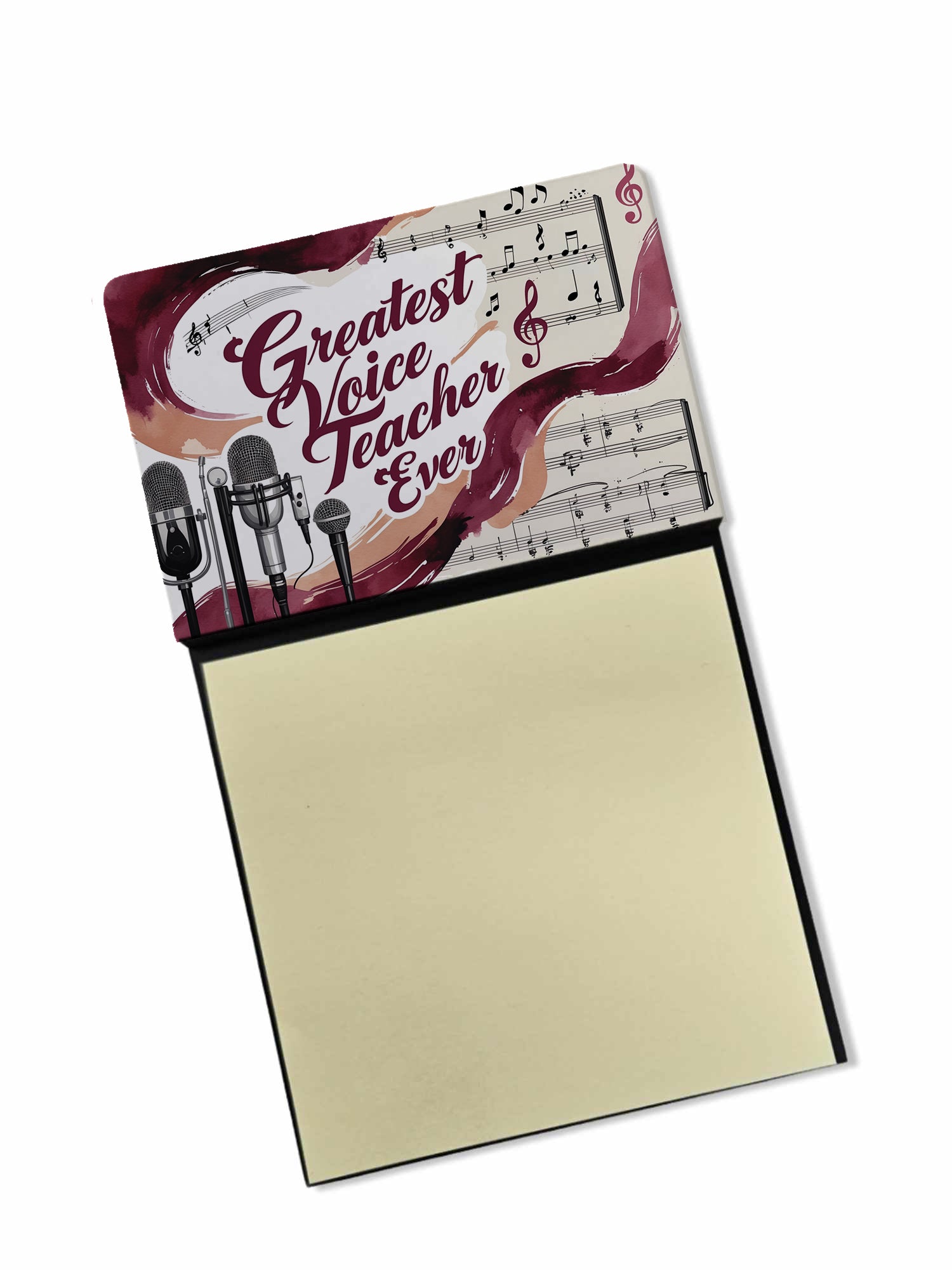 Greatest Voice Teacher Ever Funny Sticky Note Holder for Teacher's Gift Refillable with 3x3 Notes