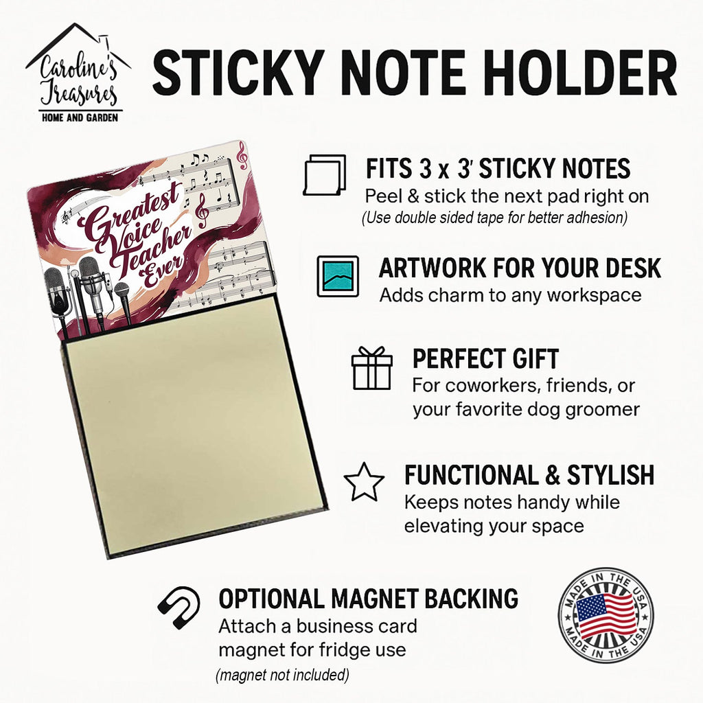 Greatest Voice Teacher Ever Funny Sticky Note Holder for Teacher's Gift Refillable with 3x3 Notes