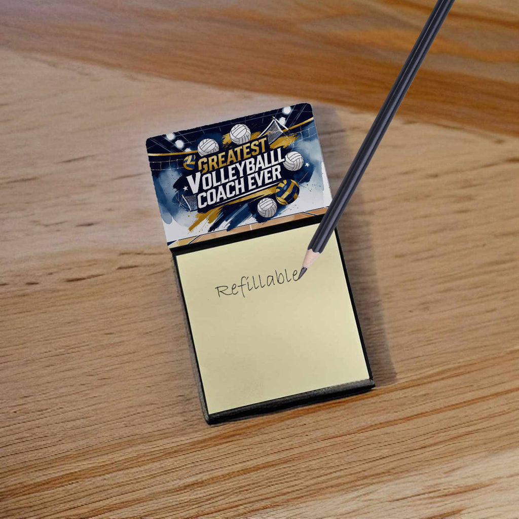 Greatest Volleyball Coach Ever Funny Sticky Note Holder for Teacher's Gift Refillable with 3x3 Notes