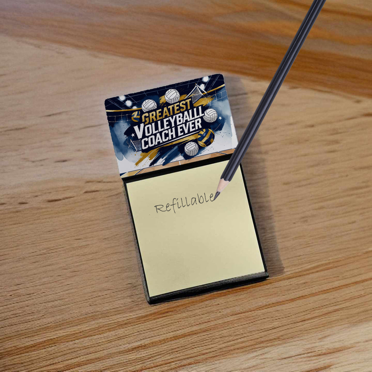 Greatest Volleyball Coach Ever Funny Sticky Note Holder for Teacher's Gift Refillable with 3x3 Notes