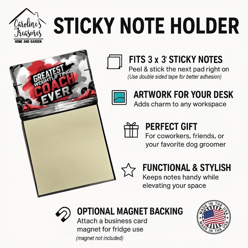 Greatest Weightlifting Coach Ever Funny Sticky Note Holder for Teacher's Gift Refillable with 3x3 Notes