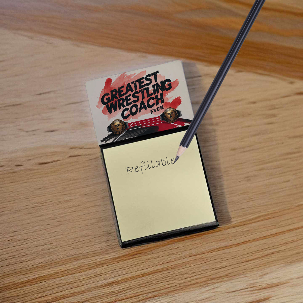 Greatest Wrestling Coach Ever Funny Sticky Note Holder for Teacher's Gift Refillable with 3x3 Notes
