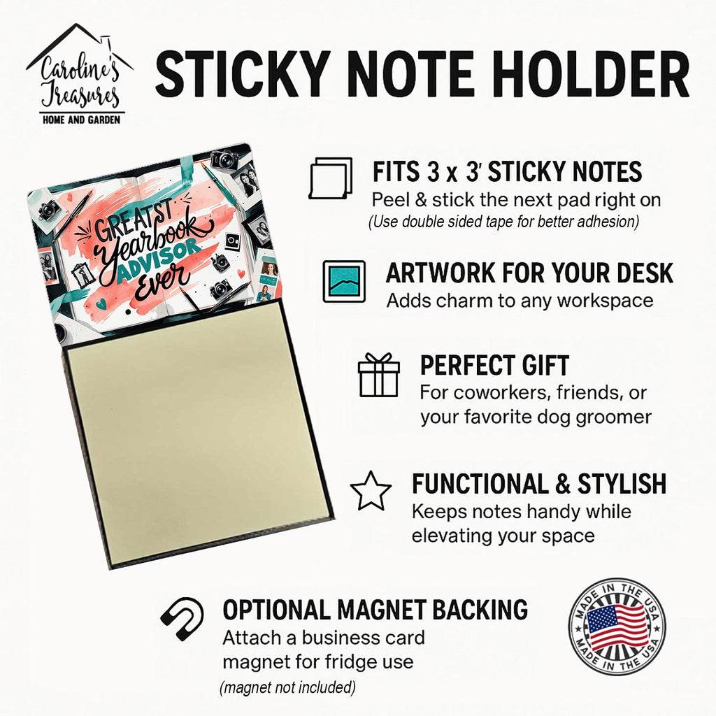 Greatest Yearbook Advisor Ever Funny Sticky Note Holder for Teacher's Gift Refillable with 3x3 Notes