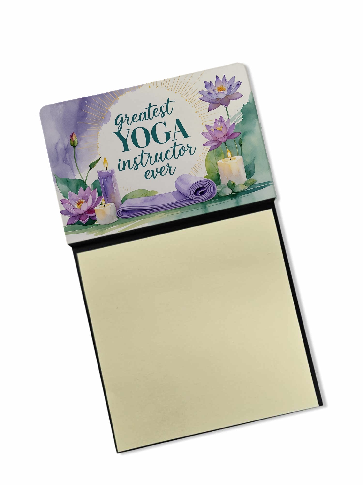 Greatest Yoga Instructor Ever Funny Sticky Note Holder for Teacher's Gift Refillable with 3x3 Notes