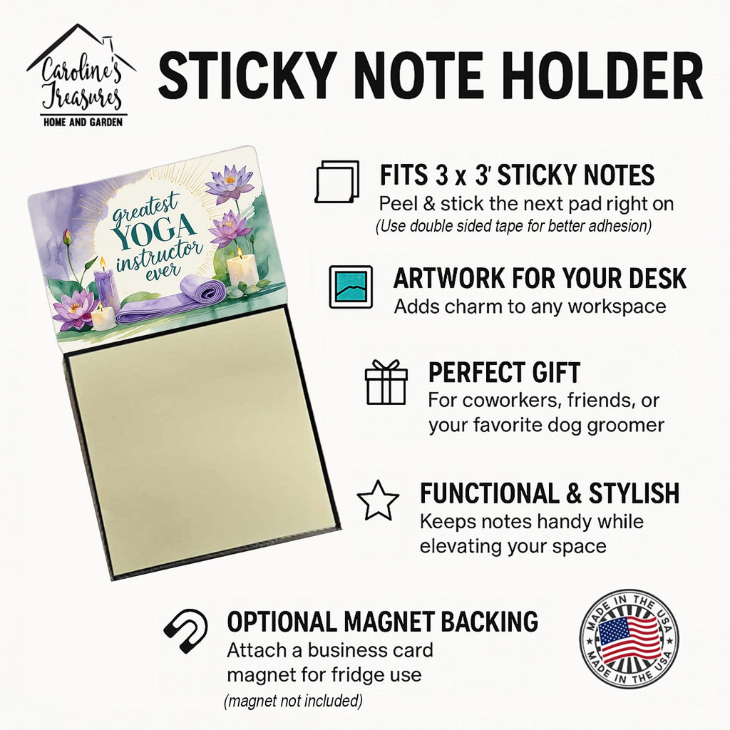 Greatest Yoga Instructor Ever Funny Sticky Note Holder for Teacher's Gift Refillable with 3x3 Notes