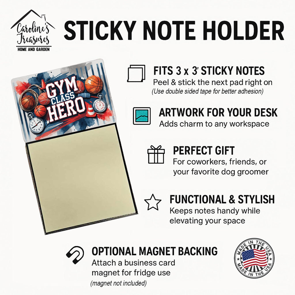 Gym Class Hero Funny Sticky Note Holder for Teacher's Gift Refillable with 3x3 Notes
