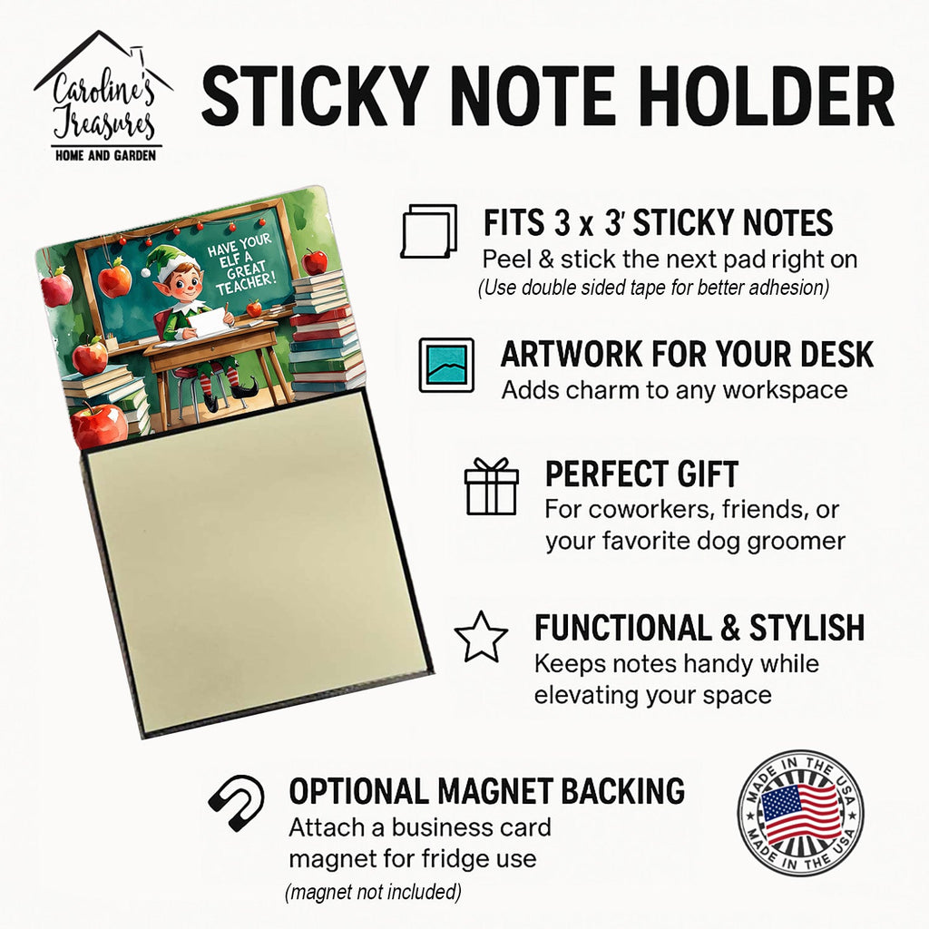 Have Your Elf a Great Teacher Funny Sticky Note Holder for Teacher's Gift Refillable with 3x3 Notes