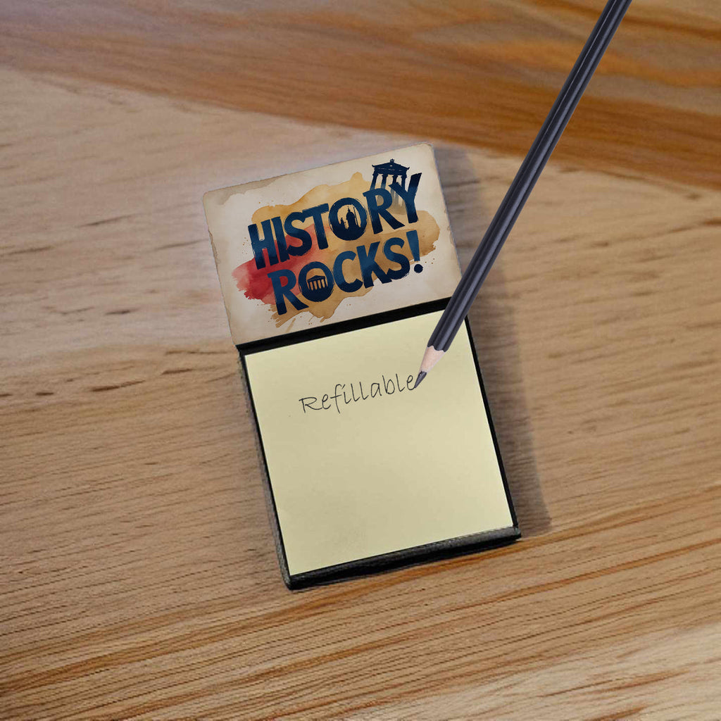 History Rocks Funny Sticky Note Holder for Teacher's Gift Refillable with 3x3 Notes