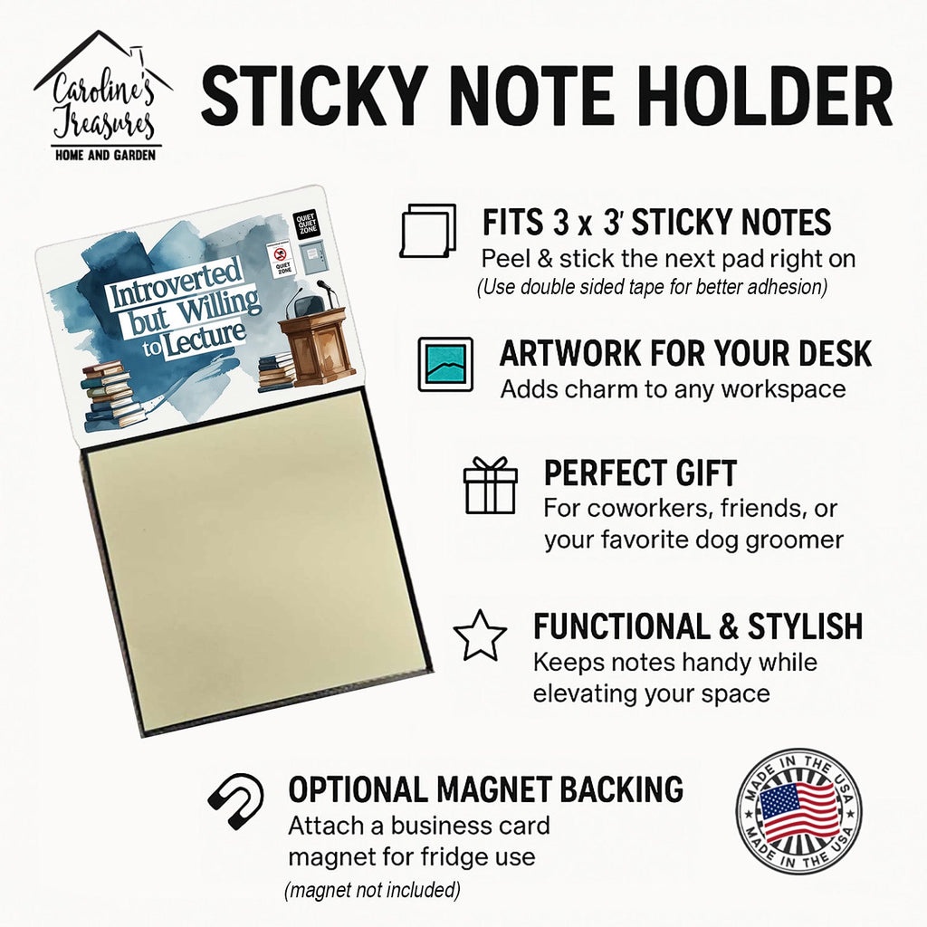 Introverted but Willing to Lecture Funny Sticky Note Holder for Teacher's Gift Refillable with 3x3 Notes