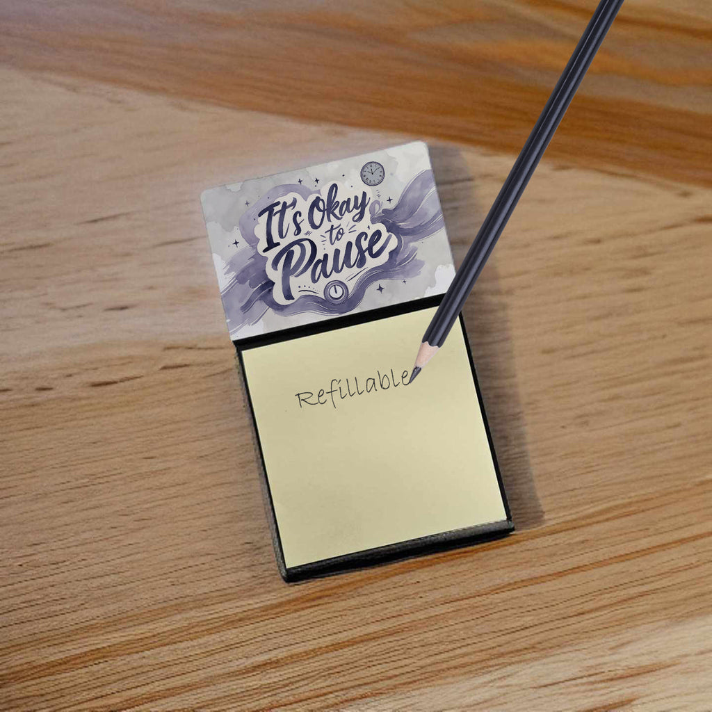 It’s Okay to Pause Funny Sticky Note Holder for Teacher's Gift Refillable with 3x3 Notes