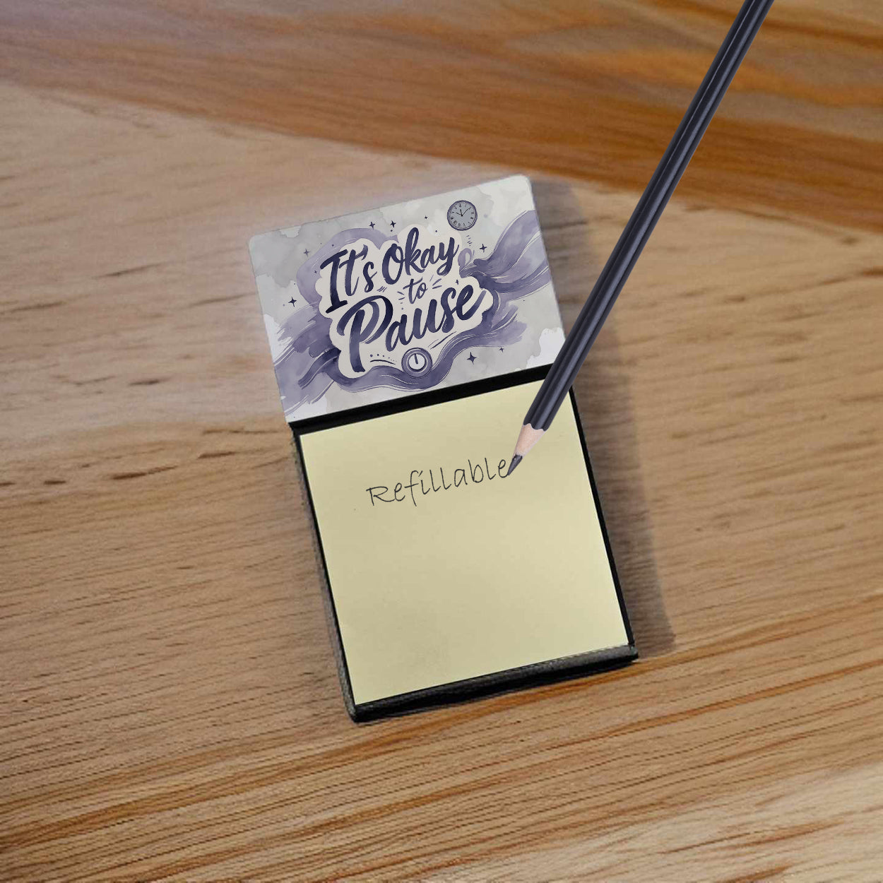 It’s Okay to Pause Funny Sticky Note Holder for Teacher's Gift Refillable with 3x3 Notes
