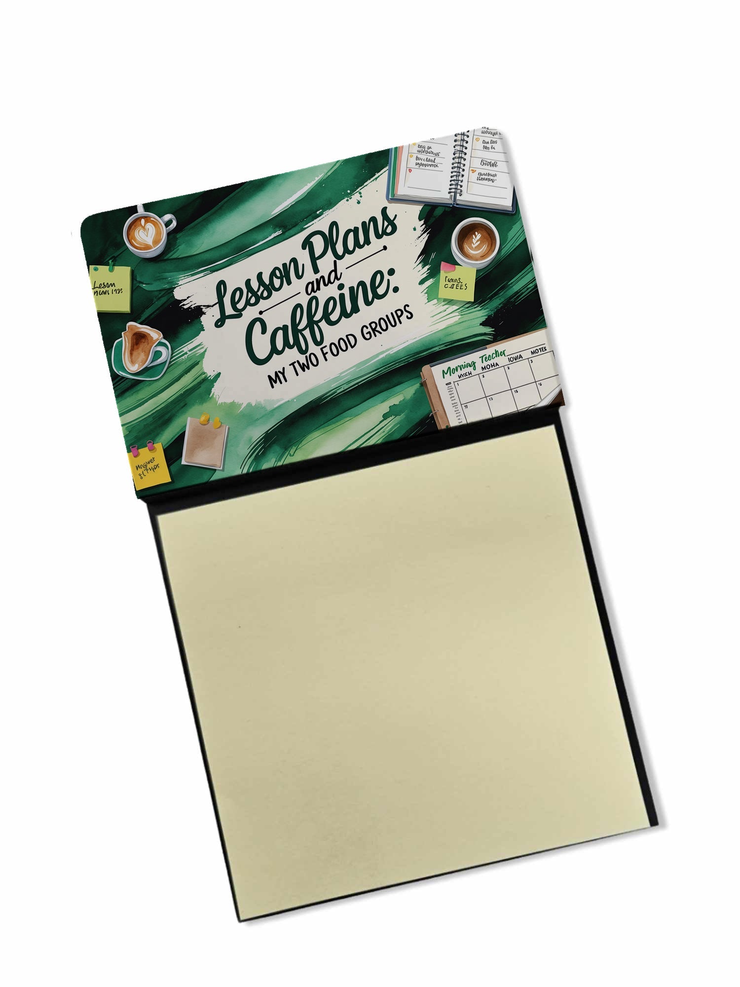 Lesson Plans and Caffeine My Two Food Groups Funny Sticky Note Holder for Teacher's Gift Refillable with 3x3 Notes