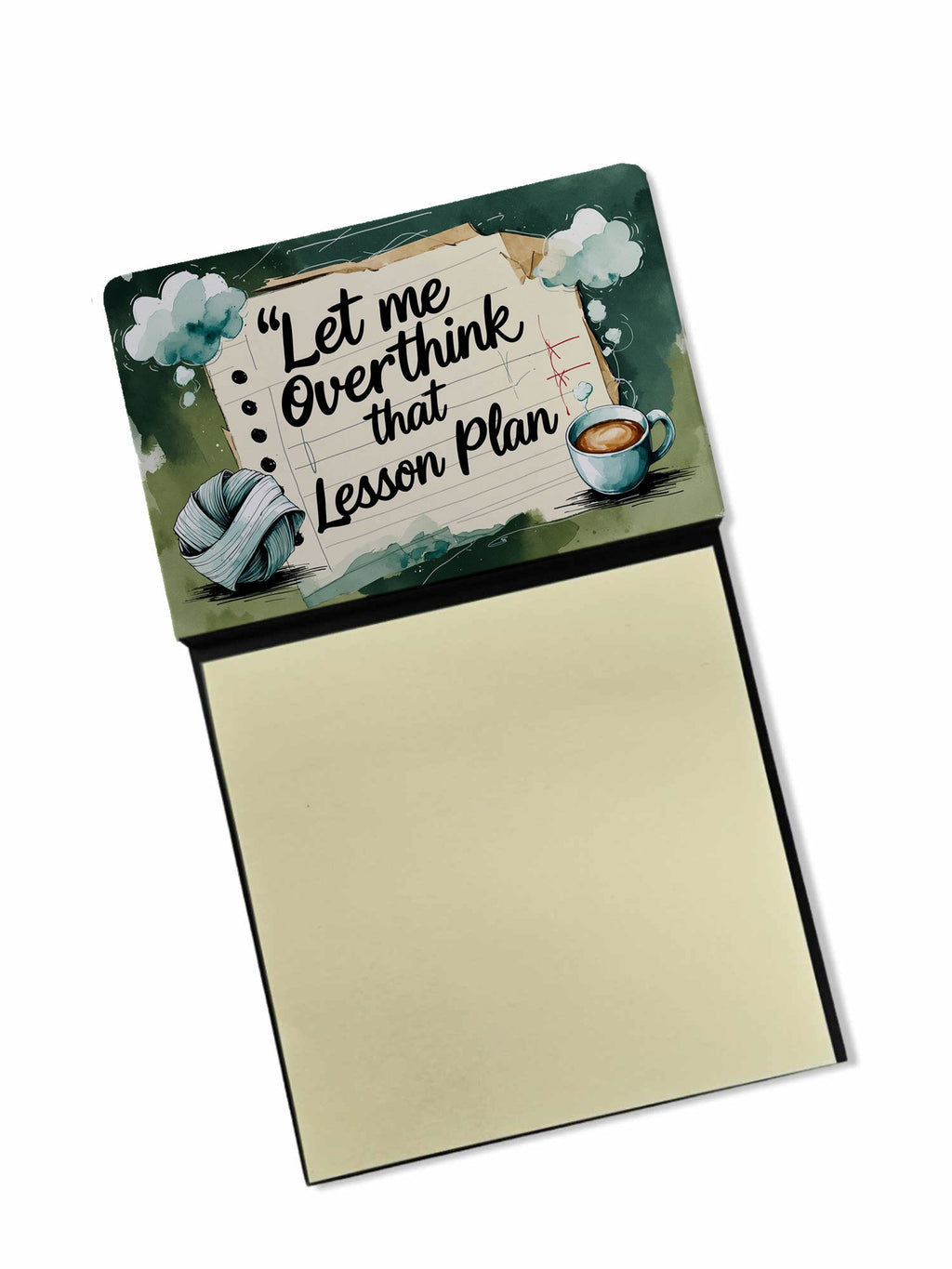Let Me Overthink That Lesson Plan Funny Sticky Note Holder for Teacher's Gift Refillable with 3x3 Notes