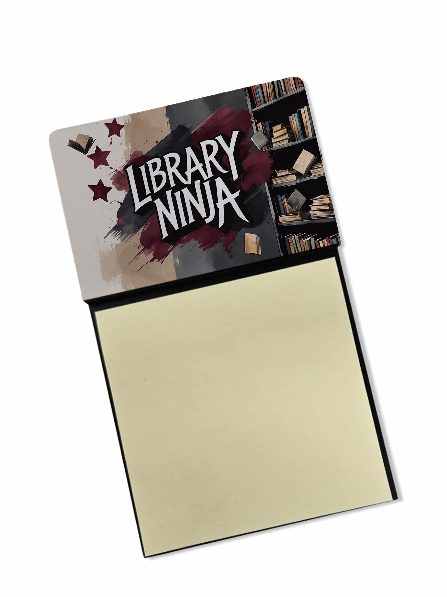 Library Ninja Funny Sticky Note Holder for Teacher's Gift Refillable with 3x3 Notes