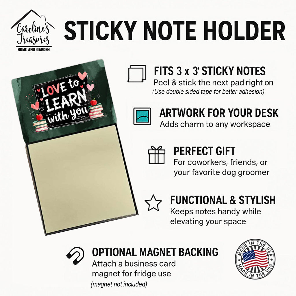 Love to Learn with You Funny Sticky Note Holder for Teacher's Gift Refillable with 3x3 Notes