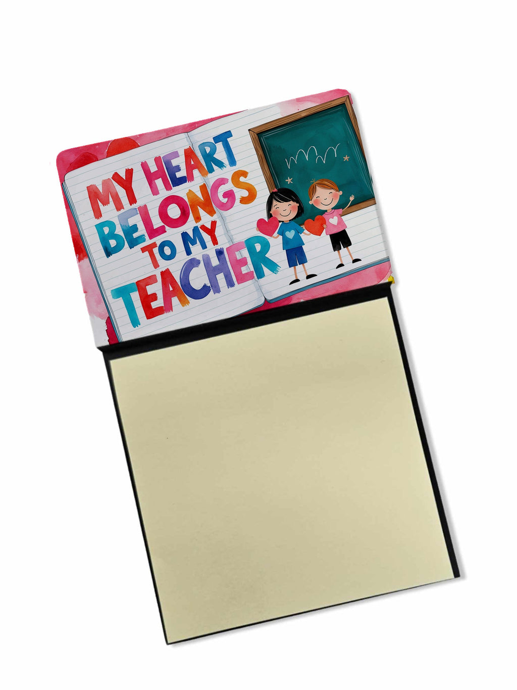 My Heart Belongs to My Teacher Funny Sticky Note Holder for Teacher's Gift Refillable with 3x3 Notes