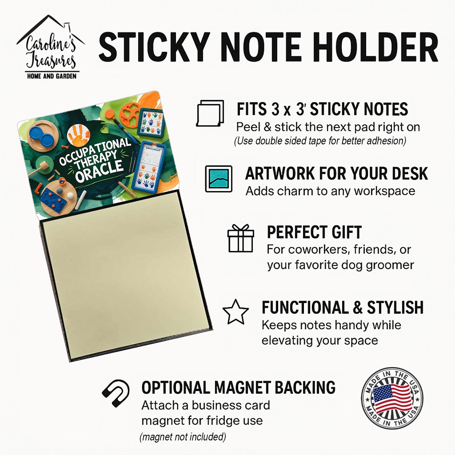 Occupational Therapy Oracle Funny Sticky Note Holder for Teacher's Gift Refillable with 3x3 Notes