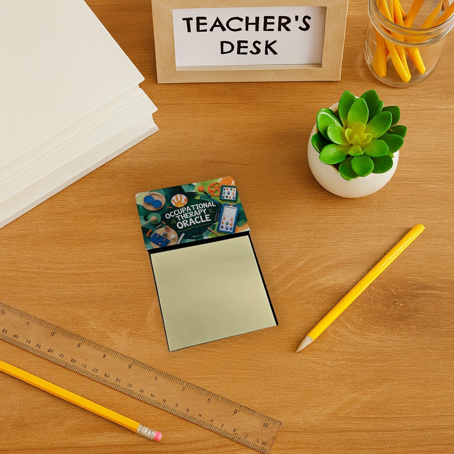 Occupational Therapy Oracle Funny Sticky Note Holder for Teacher's Gift Refillable with 3x3 Notes