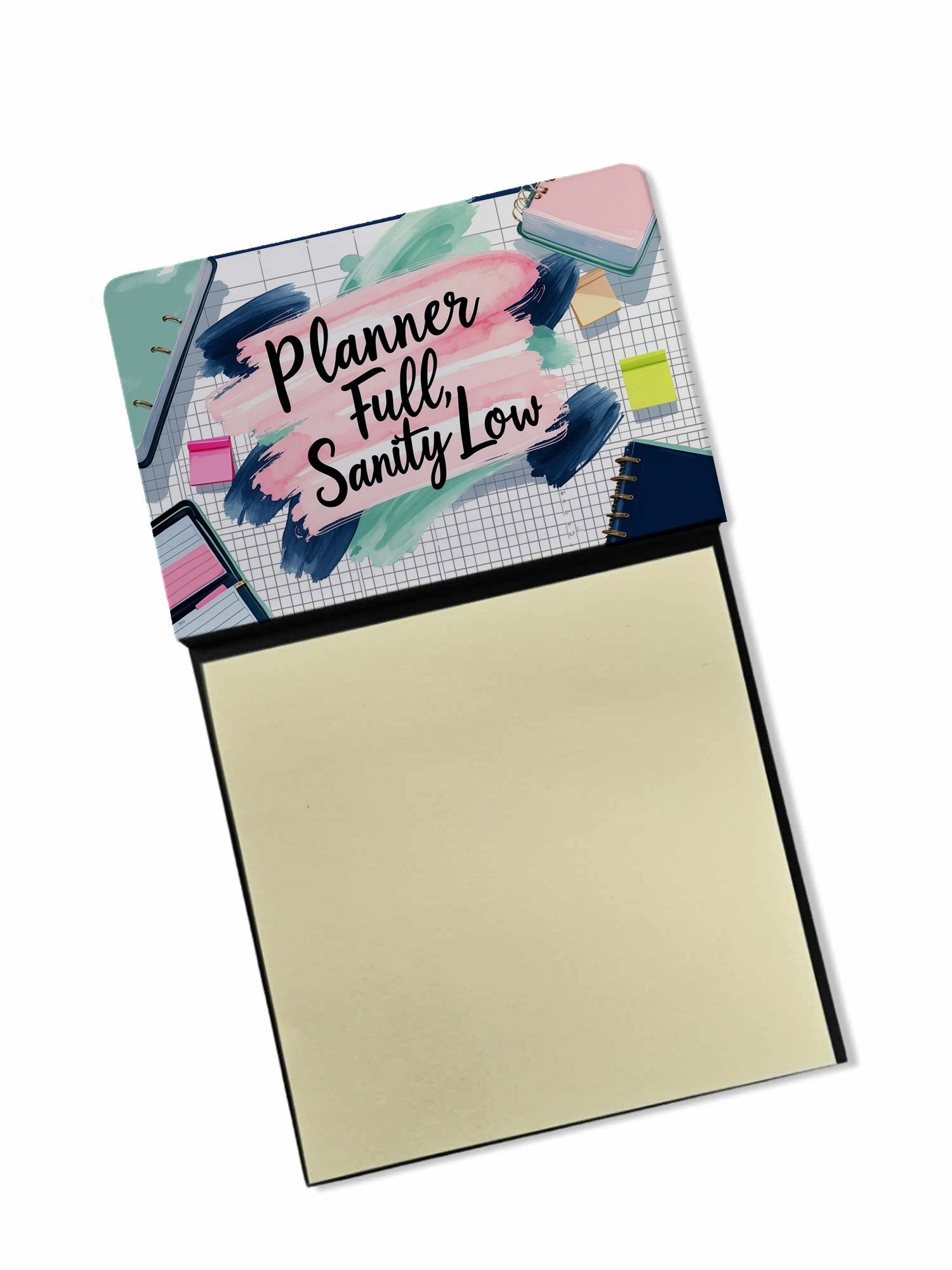 Planner Full, Sanity Low Funny Sticky Note Holder for Teacher's Gift Refillable with 3x3 Notes