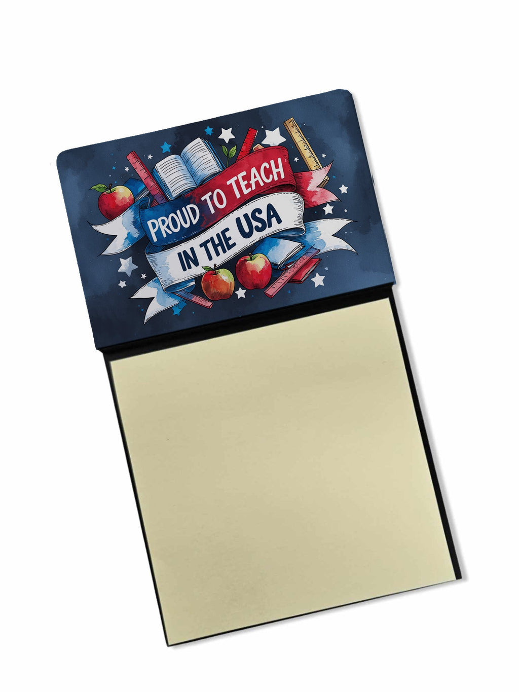 Proud to Teach in the USA Funny Sticky Note Holder for Teacher's Gift Refillable with 3x3 Notes