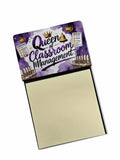Queen of Classroom Management Funny Sticky Note Holder for Teacher's Gift Refillable with 3x3 Notes