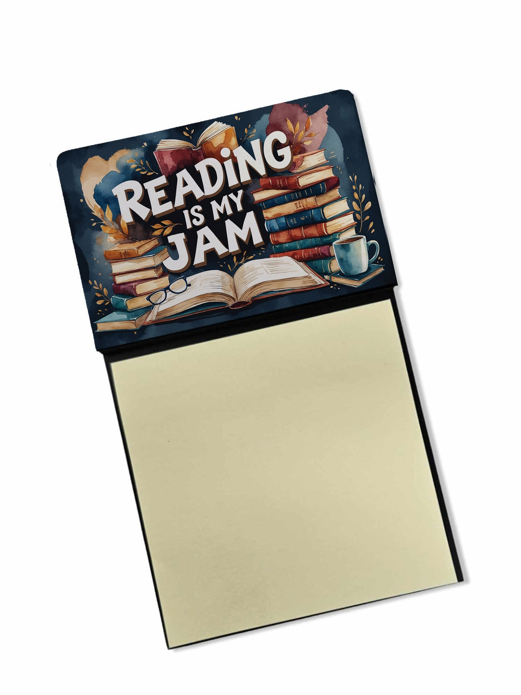 Reading is My Jam Funny Sticky Note Holder for Teacher's Gift Refillable with 3x3 Notes