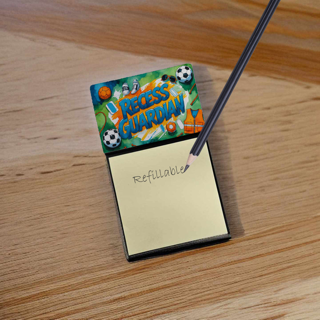 Recess Guardian Funny Sticky Note Holder for Teacher's Gift Refillable with 3x3 Notes