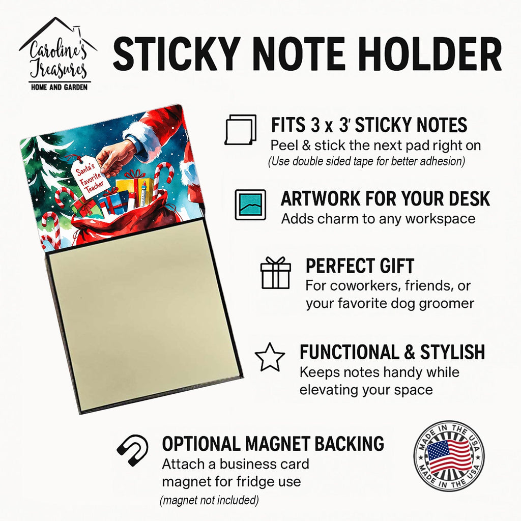 Santa’s Favorite Teacher Funny Sticky Note Holder for Teacher's Gift Refillable with 3x3 Notes