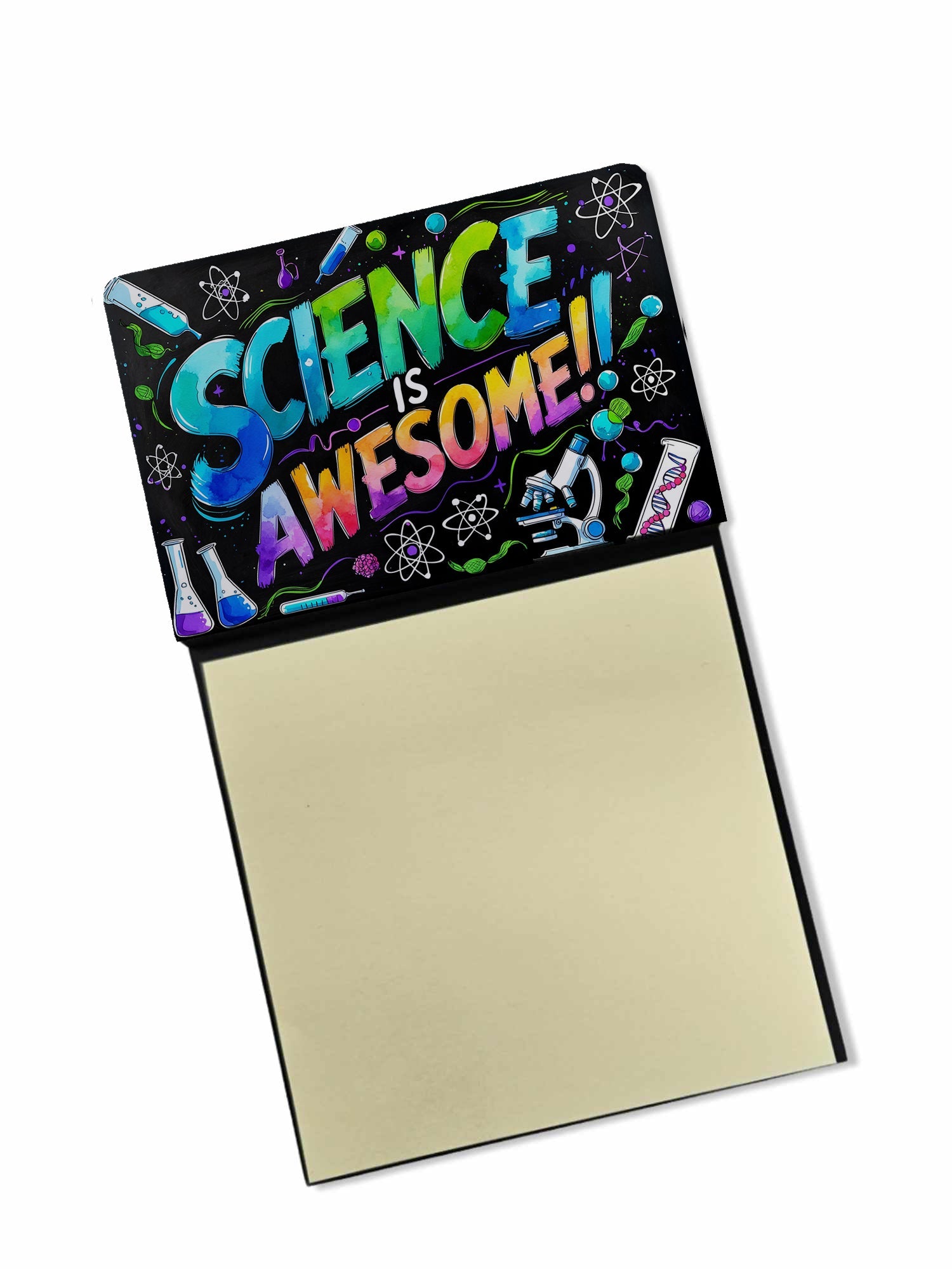 Science is Awesome Funny Sticky Note Holder for Teacher's Gift Refillable with 3x3 Notes