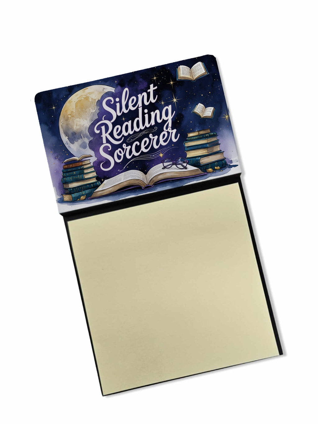 Silent Reading Sorcerer Funny Sticky Note Holder for Teacher's Gift Refillable with 3x3 Notes
