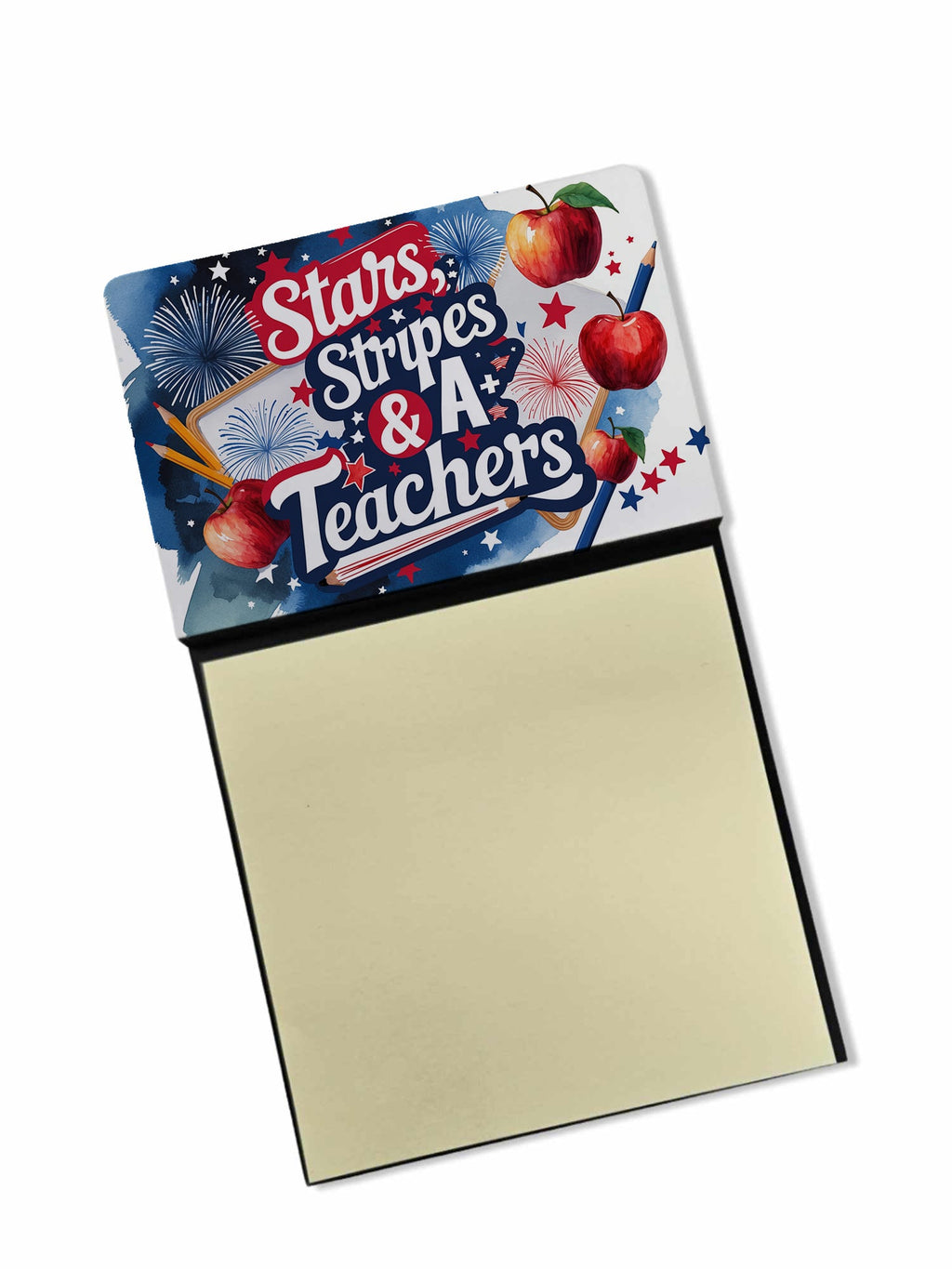 Stars, Stripes & A+ Teachers Funny Sticky Note Holder for Teacher's Gift Refillable with 3x3 Notes