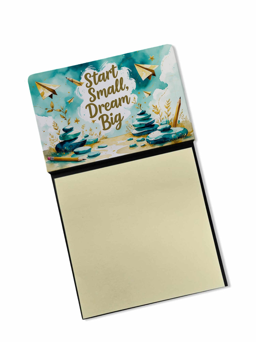 Start Small, Dream Big Funny Sticky Note Holder for Teacher's Gift Refillable with 3x3 Notes