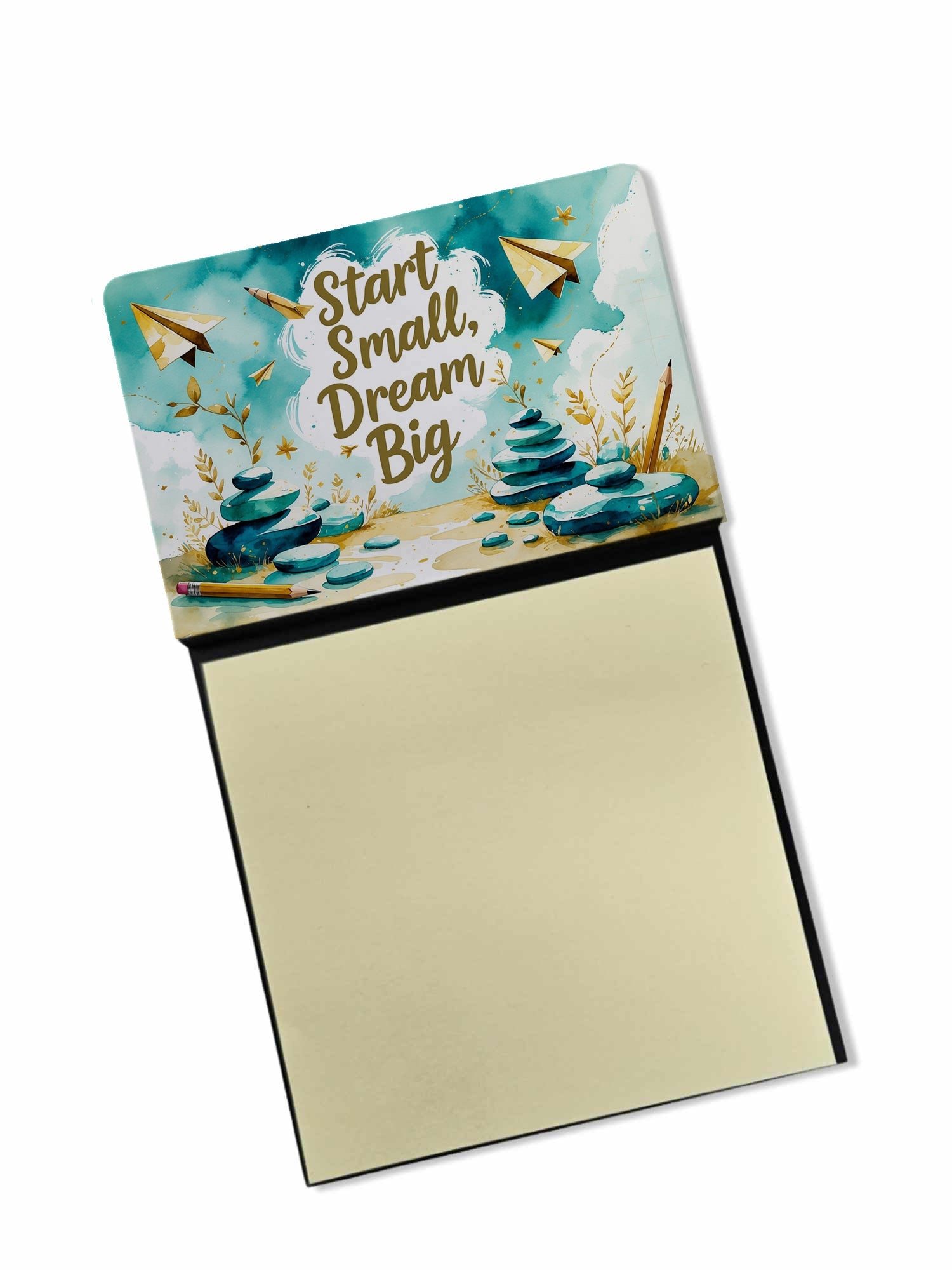 Start Small, Dream Big Funny Sticky Note Holder for Teacher's Gift Refillable with 3x3 Notes