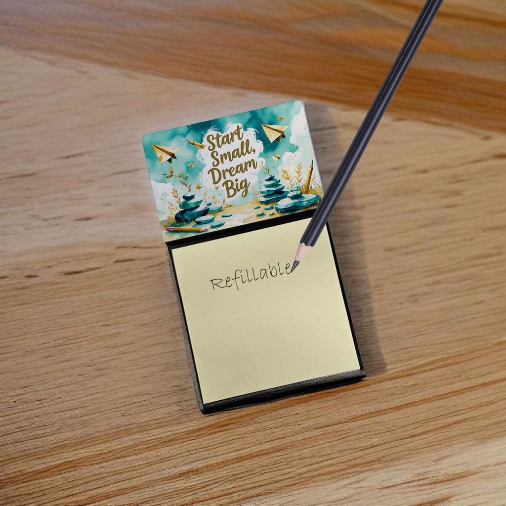 Start Small, Dream Big Funny Sticky Note Holder for Teacher's Gift Refillable with 3x3 Notes