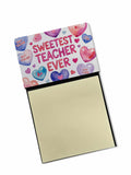 Sweetest Teacher Ever Valentine's Funny Sticky Note Holder for Teacher's Gift Refillable with 3x3 Notes