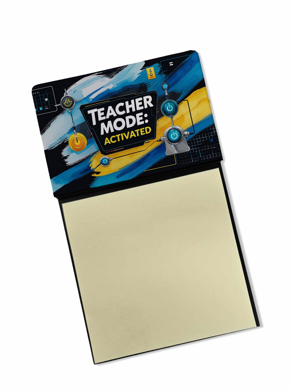 Teacher Mode Activated Funny Sticky Note Holder for Teacher's Gift Refillable with 3x3 Notes
