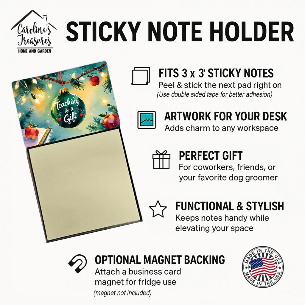 Christmas Teaching is a Gift Funny Sticky Note Holder for Teacher's Gift Refillable with 3x3 Notes