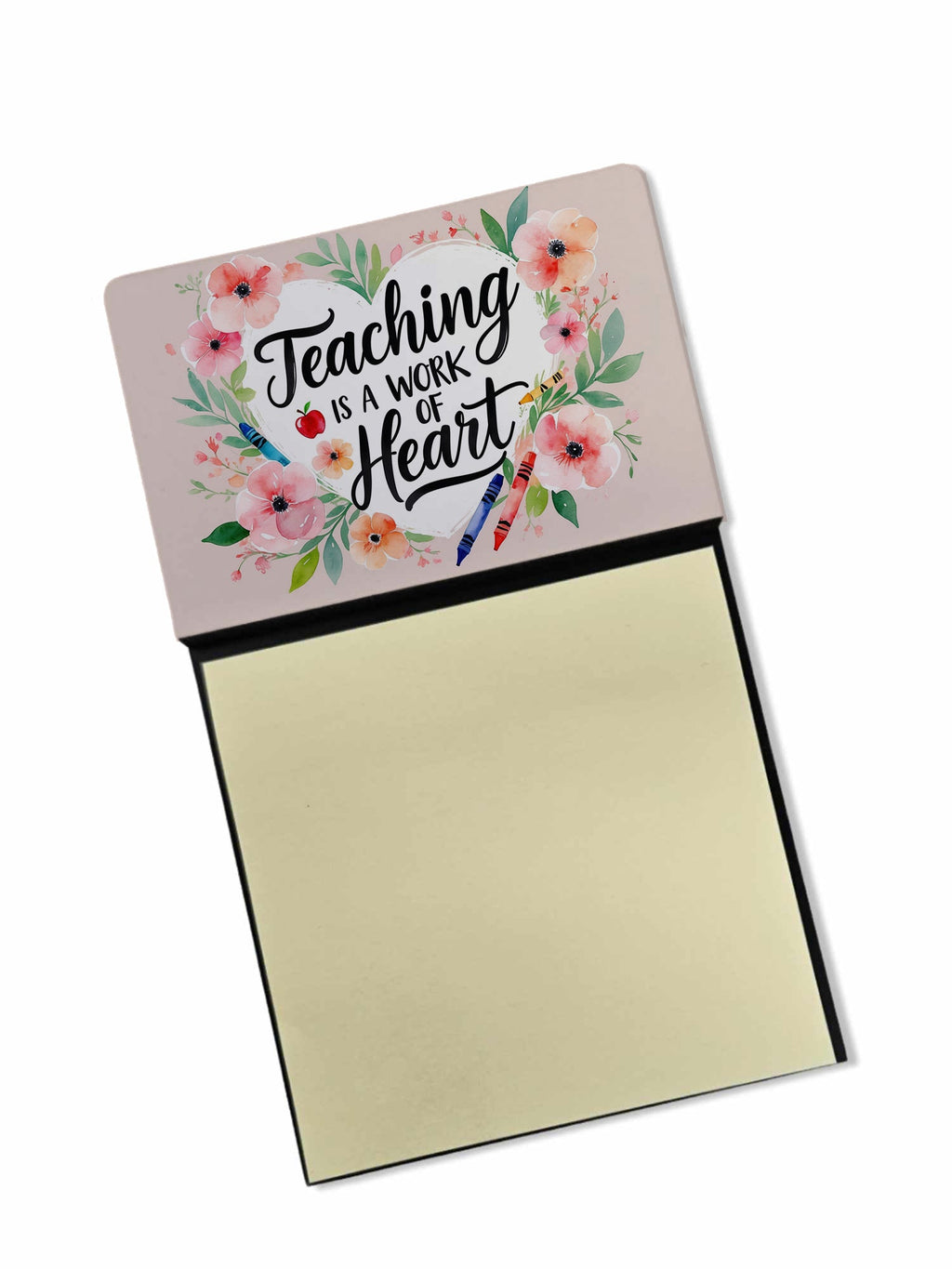Teaching is a Work of Heart Funny Sticky Note Holder for Teacher's Gift Refillable with 3x3 Notes