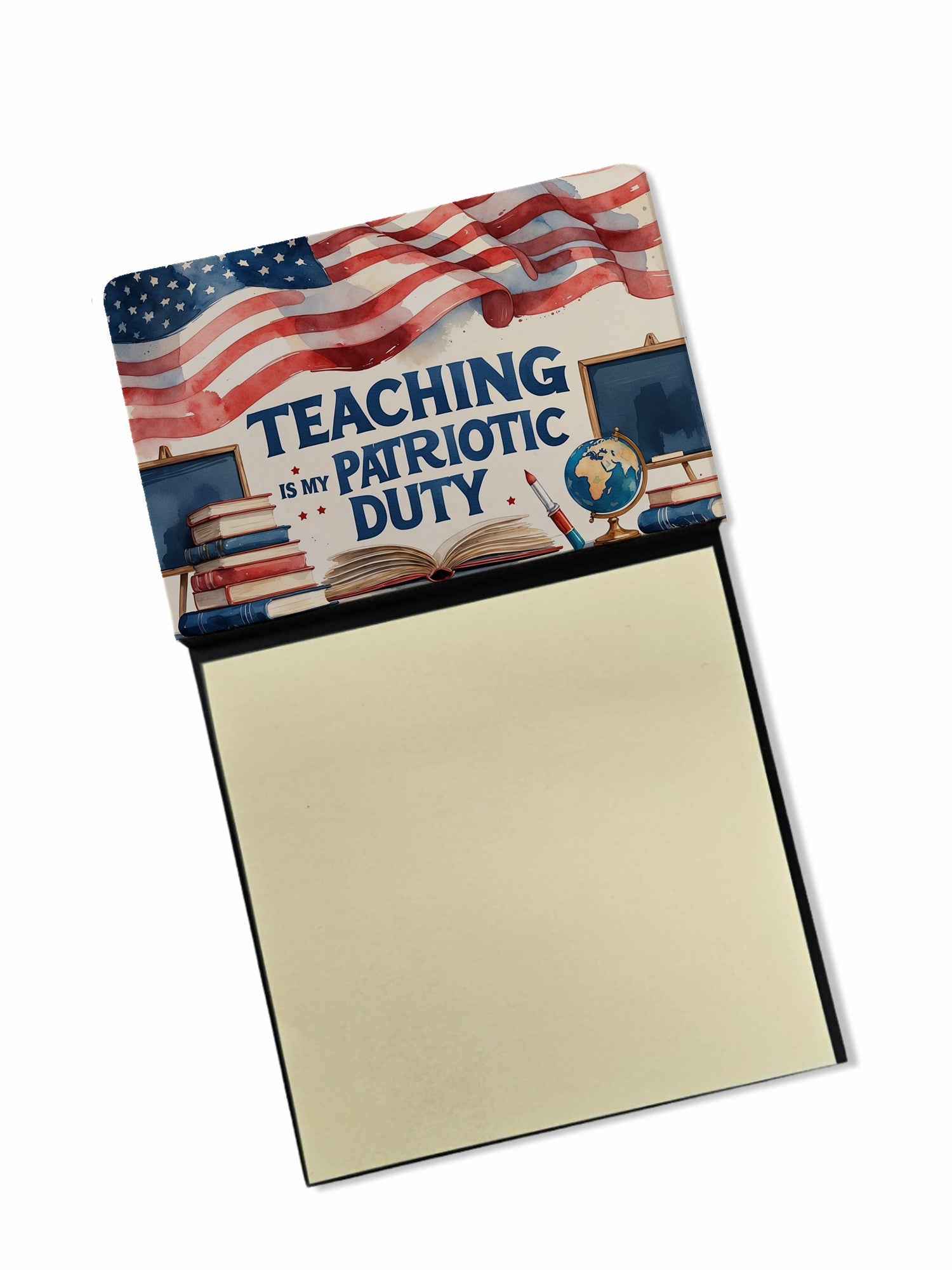 Teaching is My Patriotic Duty Funny Sticky Note Holder for Teacher's Gift Refillable with 3x3 Notes